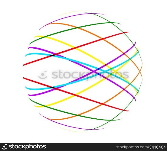 abstract color lines ball on white background