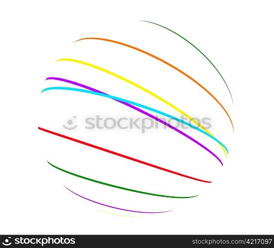 abstract color lines sphere on white background