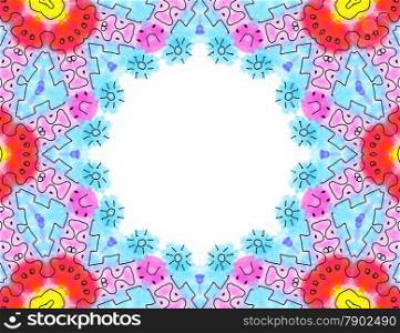 Abstract color pattern frame on white background