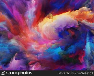 Abstract Color series. Abstract arrangement of colorful paint in motion on canvas suitable for projects on art, creativity and imagination