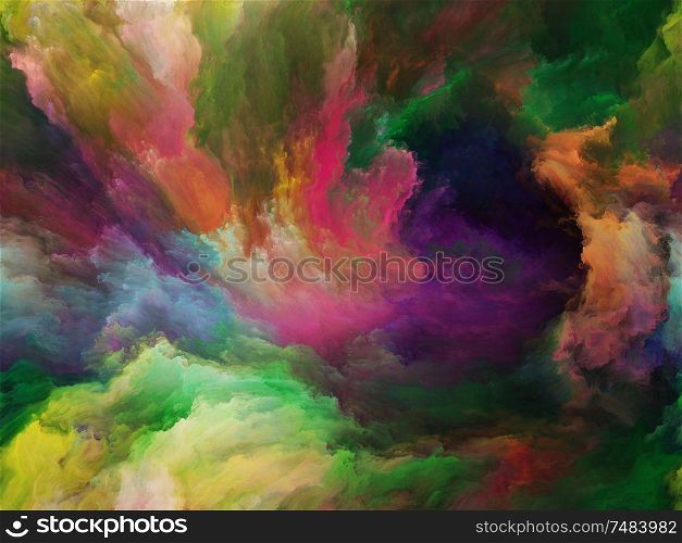 Abstract Color series. Backdrop of colorful paint in motion on canvas on the subject of art, creativity and imagination