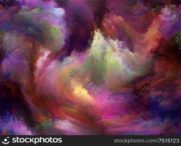 Abstract Color series. Creative arrangement of colorful paint in motion on canvas as a concept metaphor on subject of art, creativity and imagination