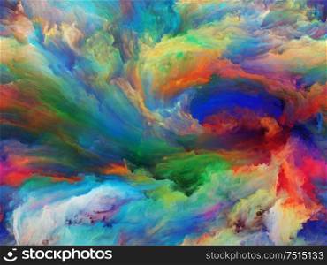 Abstract Color series. Design composed of colorful paint in motion on canvas as a metaphor on the subject of art, creativity and imagination