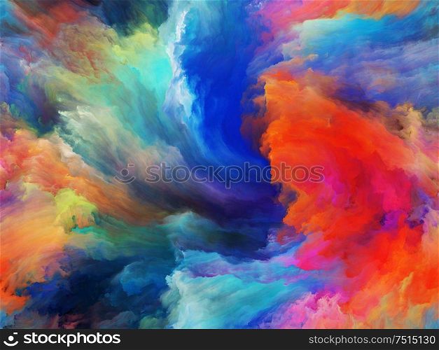 Abstract Color series. Visually pleasing composition of colorful paint in motion on canvas for works on art, creativity and imagination