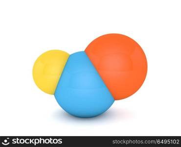 Abstract colored molecule .. Abstract colored molecule on a white background. 3d render illustration.