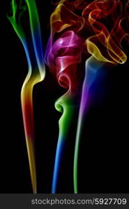 abstract colored smoke in a black background