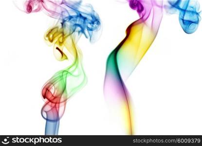 abstract colored smoke in a white background