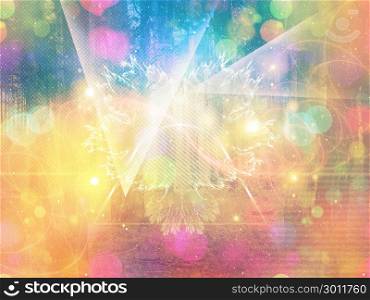 Abstract colorful background with bokeh light effect and halftones.