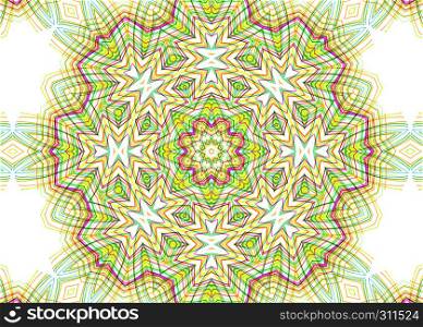 Abstract colorful concentric pattern from bright lines on white background