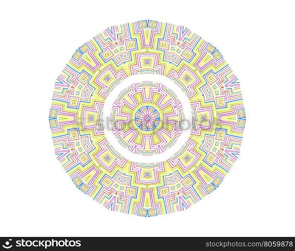 Abstract colorful concentric pattern on white background