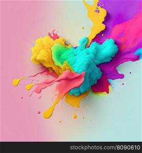 Abstract colorful Happy Holi background card design for color festival in India. Vibrant splash of colors. AI. Abstract colorful Happy Holi background design for Hindu festival in India. Vibrant splash colors AI