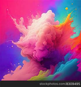 Abstract colorful Happy Holi background card design for color festival in India. Vibrant splash of colors. AI. Abstract colorful Happy Holi background design for Hindu festival in India. Vibrant splash colors AI