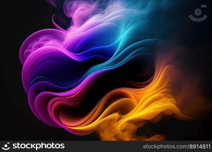 Abstract colorful ink and smoke waves