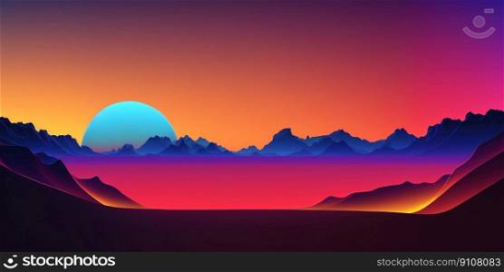 Abstract Colorful Metaverse Gradient Background Horizontal Futuristic Landscape, Dreamy Banner for Website. Generative AI. Abstract Colorful Metaverse Gradient Background Horizontal Futuristic Landscape. Generative AI