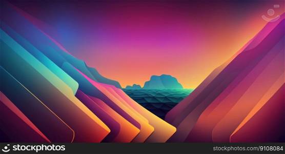 Abstract Colorful Metaverse Gradient Background Horizontal Futuristic Landscape, Dreamy Banner for Website. Generative AI. Abstract Colorful Metaverse Gradient Background Horizontal Futuristic Landscape. Generative AI