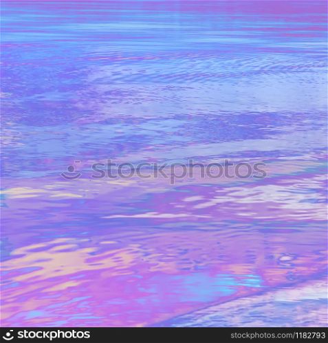 Abstract colorful neon glowing background of the water surface, reflecting pink-blue-lilac colors of the sunset sky. Digital art post-processing backdrop for print and web design and wallpapers.