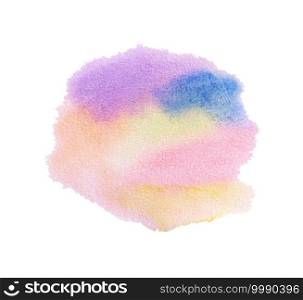 Abstract colorful pastel hand painted watercolor texture isolated on white background