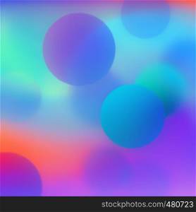 Abstract colorful pattern with neon glowing balls and bokeh. Creative modern blurred background with digital gradient effects. Space for copy and design.