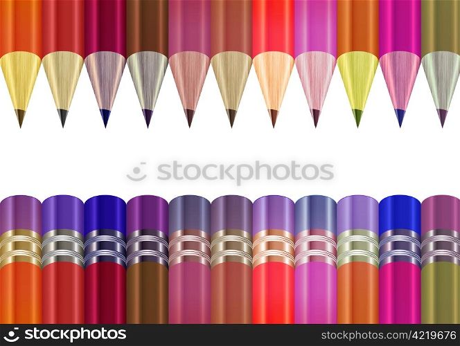 Abstract colorful pencils border
