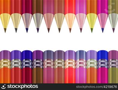 Abstract colorful pencils border