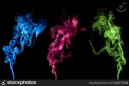 Abstract colorful smoke isolated on clean background.