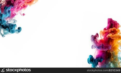 Abstract colorful smoke isolaten on white background with copy space, Magical rainbow colored drop underwater. paint texture colorful design space for text. Abstract colorful smoke isolaten on white background with copy space, Magical rainbow colored drop underwater. paint texture colorful design