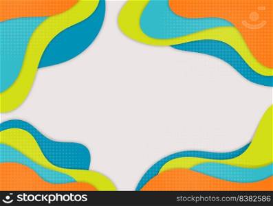 Abstract colorful template design of doodles decorative with halftone style. Overlapping cover background. Vector