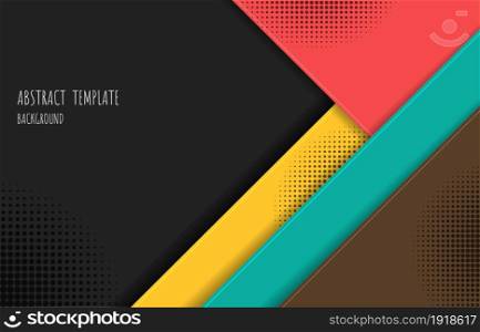 Abstract colorful template design with black halftone decorative template. Overlapping with triangles layers background. illustration vector