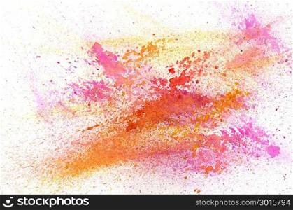 Abstract colorful watercolor brush strokes on white paper.