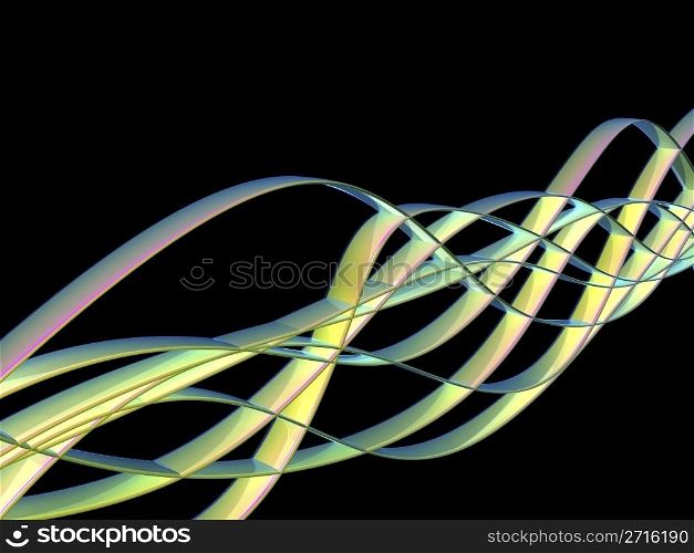Abstract colorful waves on black background