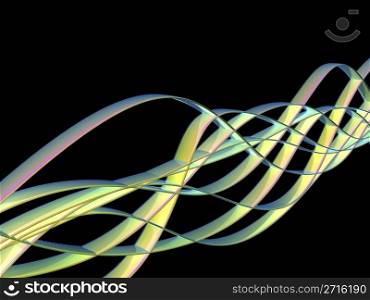Abstract colorful waves on black background