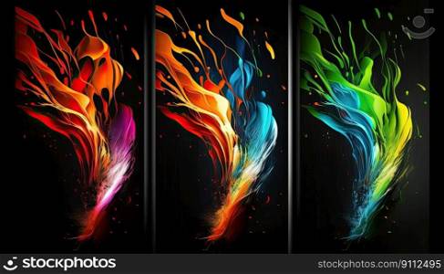 Abstract composition of three elegant background design to use as backdrop on dark background. Generative AI