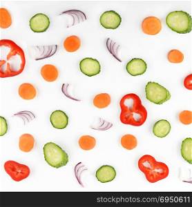 Abstract composition of vegetables. Vegetable pattern. Food background. Flat lay,top view.