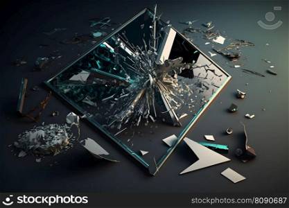 abstract composition with broken mirror. Neural network AI generated art. abstract composition with broken mirror. Neural network AI generated