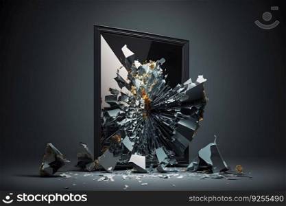 abstract composition with broken mirror. Neural network AI generated art. abstract composition with broken mirror. Neural network AI generated