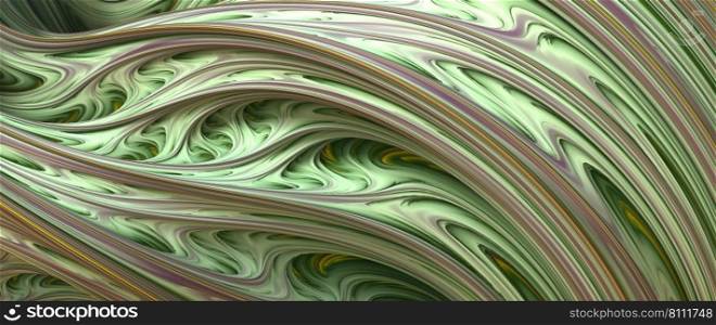 Abstract Computer generated Fractal design. 3D Aliens Illustration of a Beautiful infinite mathematical mandelbrot set fractal green wave. 3D Illustration of a Beautiful infinite mathematical mandelbrot set fractal green wave