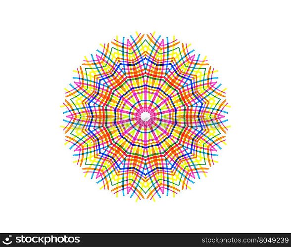 Abstract concentric pattern from color lines on white background for design