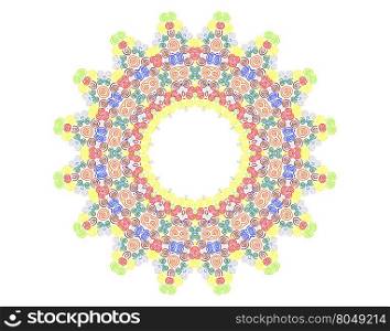 Abstract concentric pattern from curl color lines on white background for design