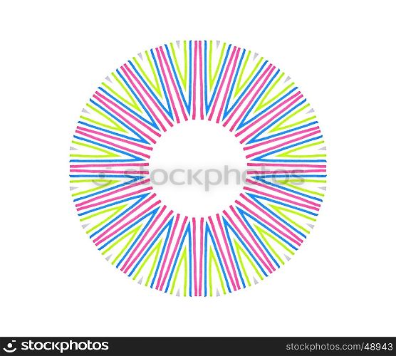 Abstract concentric round shape from color lines on white background for design