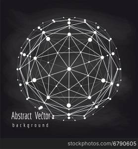 Abstract connect globe on chalkboard. Abstract connect globe or wire sphere on chalkboard vector illustration