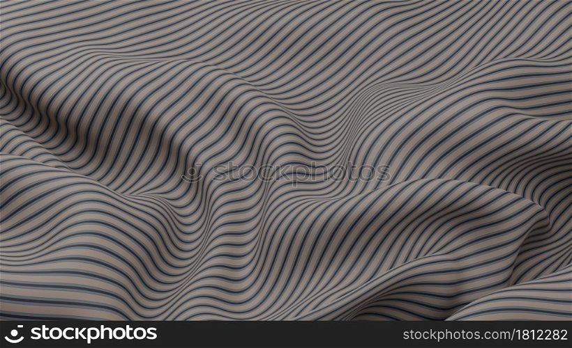 Abstract creased ripple stripes luxury soft and smooth fabric cloth 3D render illustration