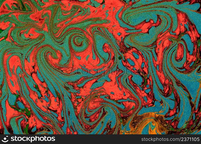 Abstract creative marbling pattern for fabric. Ebru marble effect surface pattern design for print