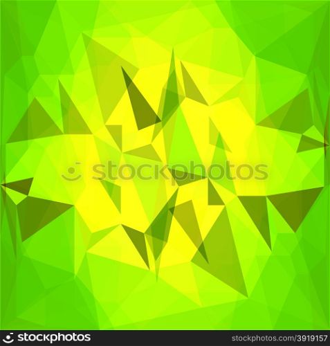 Abstract Crystal Green Yellow Background. Polygonal Pattern.. Green Background