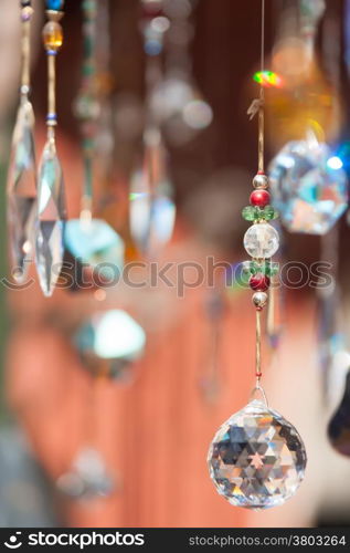 abstract crystals hanging and sparkling dangling background