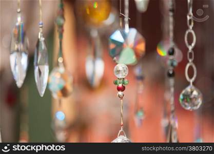 abstract crystals hanging and sparkling dangling background