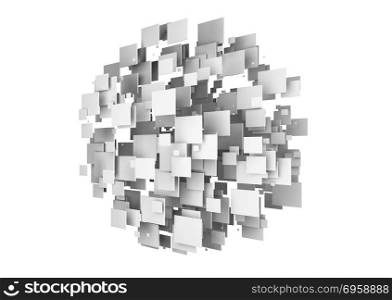 Abstract cubes shape a sphere on white background, 3d illustrati. Abstract cubes shape a sphere on white background, 3d illustration. Abstract cubes shape a sphere on white background, 3d illustration