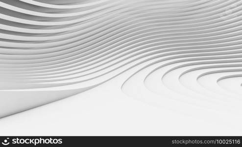 Abstract Curved Shapes. White Circular Background. Abstract background. 3d illustration