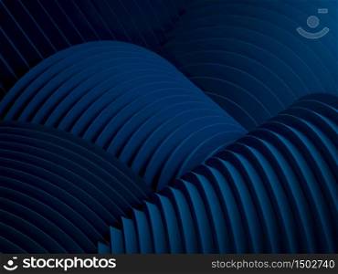 Abstract curved striped dark blue background. Blue curves forming hills. 3d illustration. Perfect illustration for placing your text or object. Backdrop with copyspace in minimalistic style. Minimalist background. Abstract curved striped dark blue background. Blue curves forming hills. 3d render. Perfect illustration for placing your text or object. Backdrop with copyspace in minimalistic style. Minimalist background