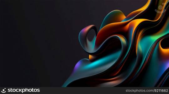 Abstract Dark Background with Colorful 3D Shape. Abstract 3D Background