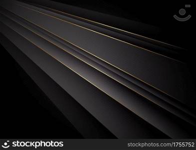 Abstract dark black color background overlapping layers decor golden lines with copy space for text. Luxury style. Vector illustration